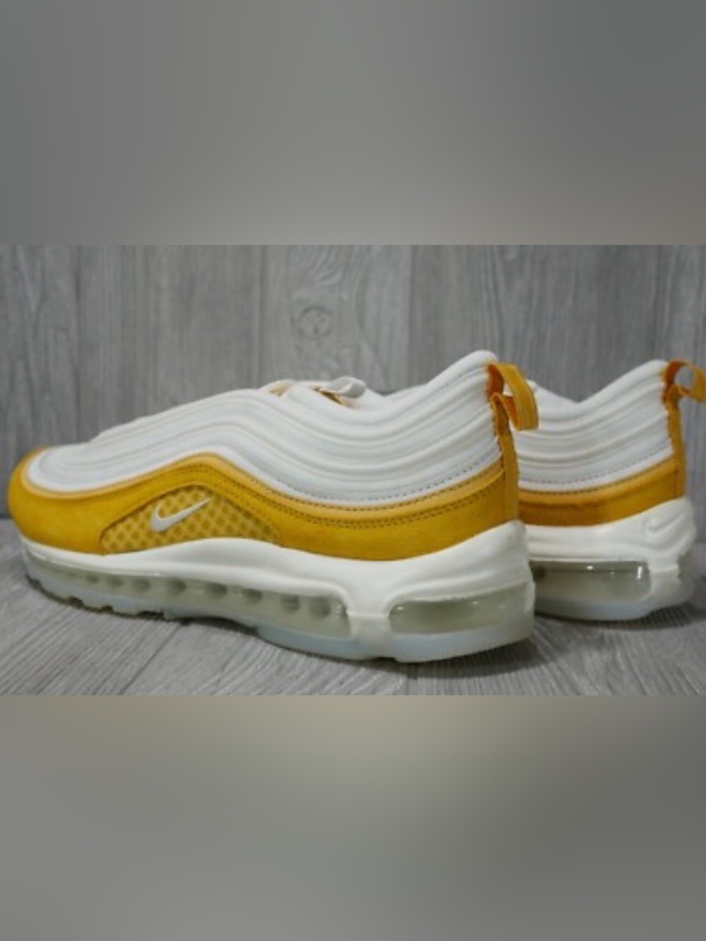 Nike Air Max 97 “Koi Gold” White and Yellow Suede Mesh Sneakers - Picture 5 of 10